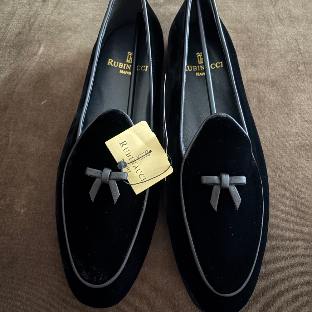 Rubinacci Black Velvet Loafers - Men’s